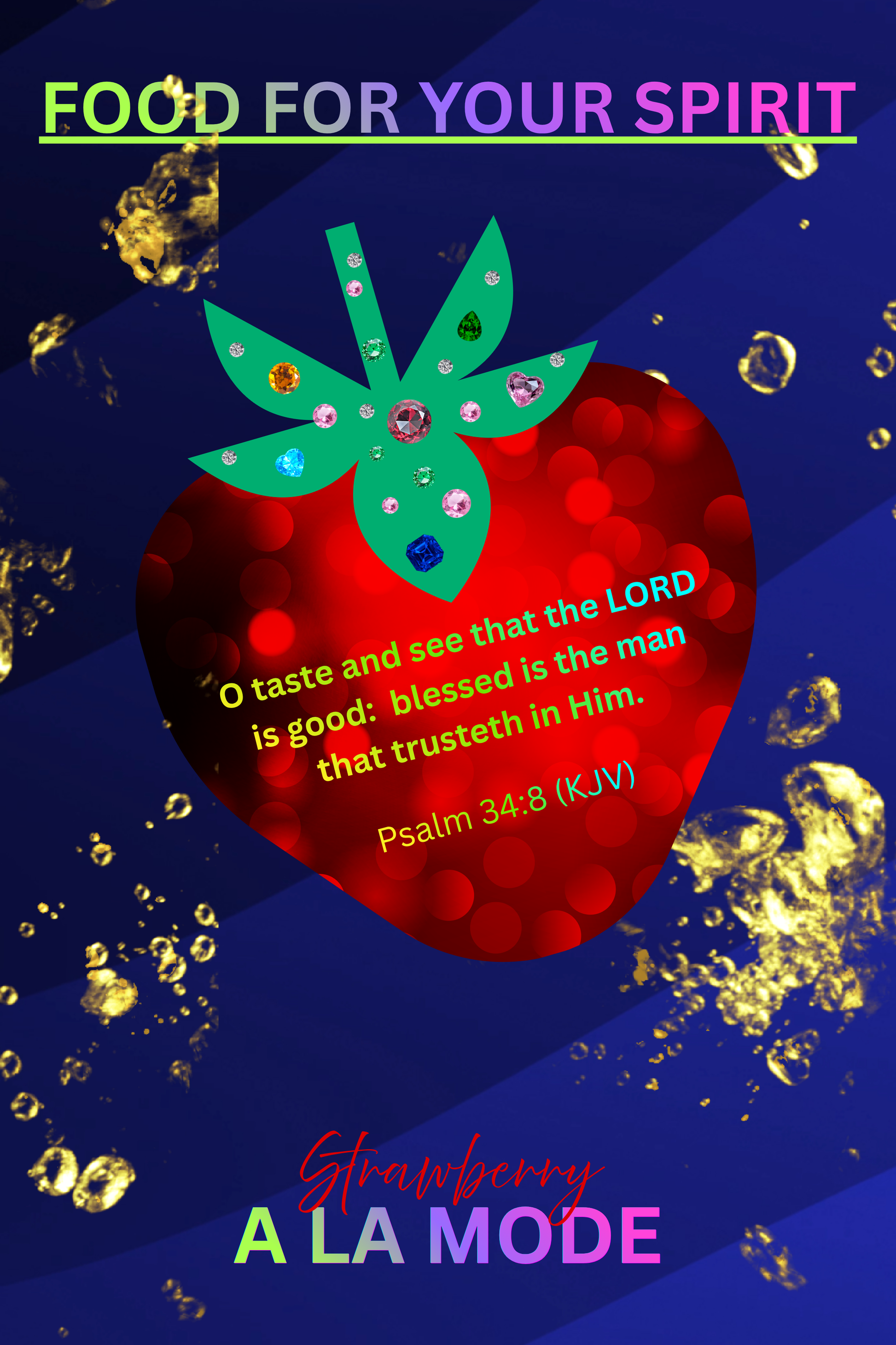 Strawberry A La Mode faith-inspired digital wall art print with scripture