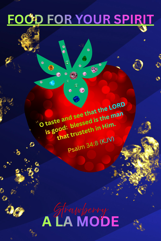 Strawberry A La Mode faith-inspired digital wall art print with scripture